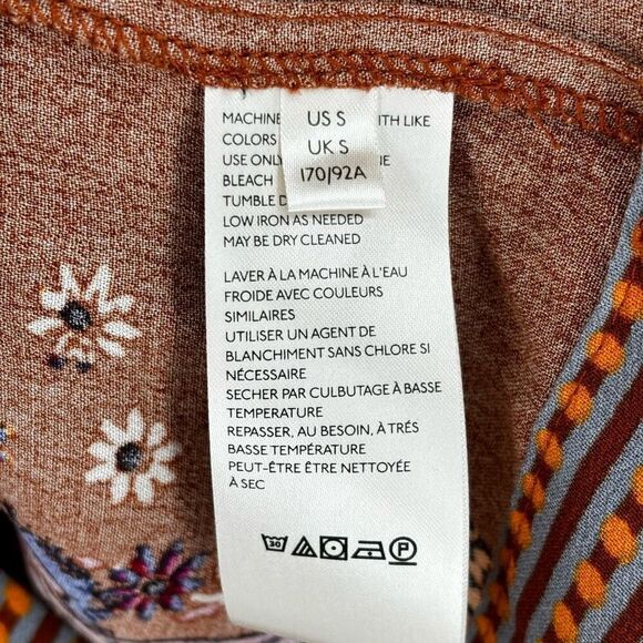 Free People Mix N Match Bohemian Flounce Sleeve Blouse In Burnt Orange Small - Picture 11 of 11